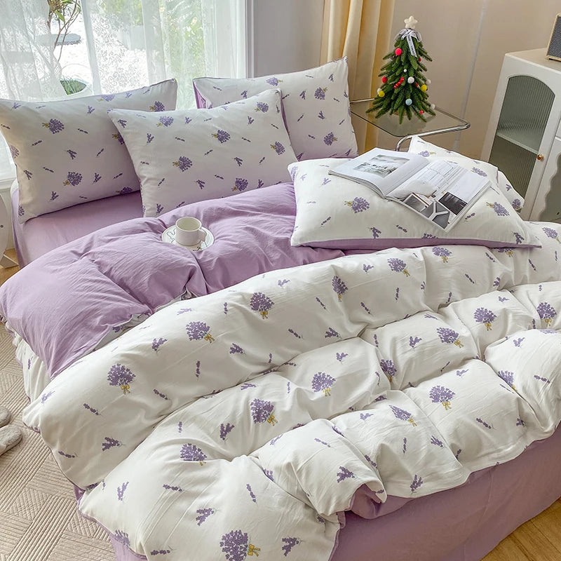 Housse De Couette Blanche Et Lavande