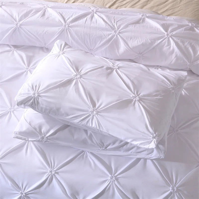 Housse De Couette Blanche Plissée Effet Pintuck taie zoom
