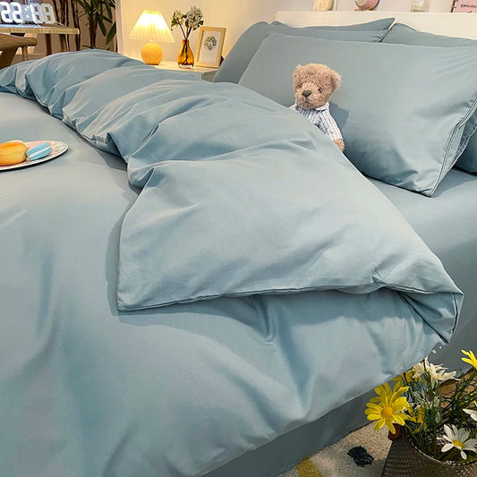 Housse De Couette Douce Bleu Ciel Unie