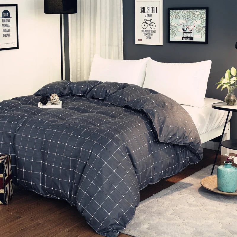 Housse De Couette Grille Noire Élégance Moderne