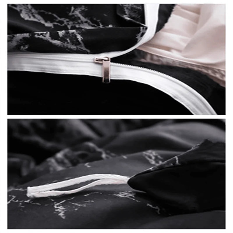 Housse De Couette Marbre Noir zippée