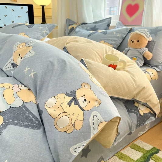 Housse De Couette Oursons Effet Cousu