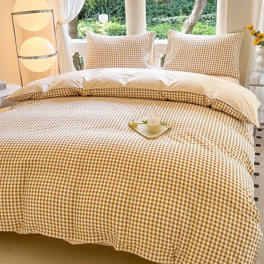 Housse De Couette Parure Vichy Jaune Et Blanche