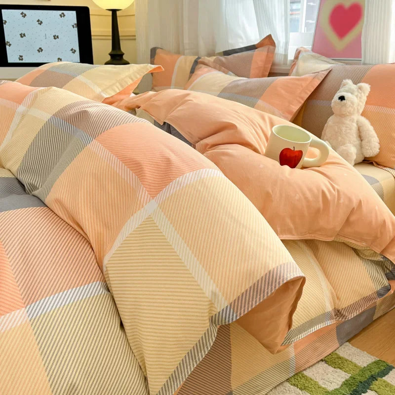 Housse De Couette Rayée Orange Et Jaune