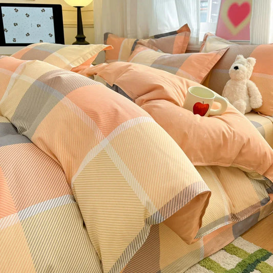 Housse De Couette Rayée Orange Et Jaune