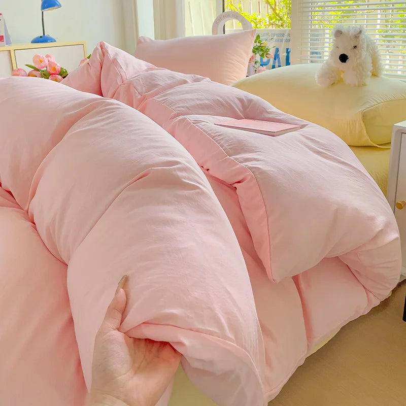 Housse De Couette Rose Unie zoom