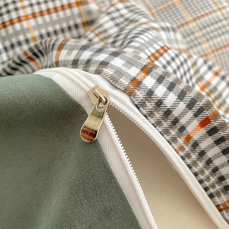 Housse De Couette Tartan Écossaise Rose Doux zippée