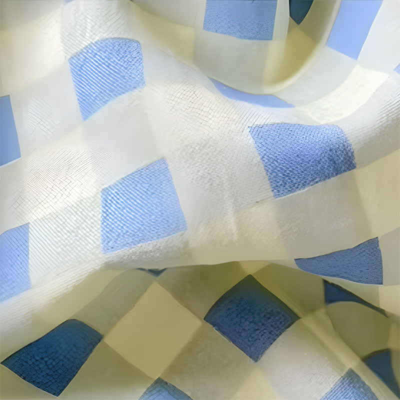 Housse De Couette Vichy Jaune Et Bleu zoom tissu