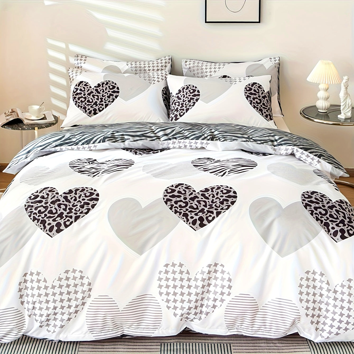 Housse de Couette Coeur avec motif Léopard Et Zèbre