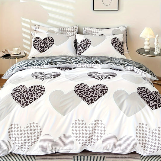 Housse de Couette Coeur avec motif Léopard Et Zèbre