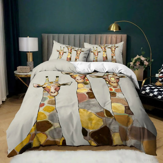 Housse de Couette Girafe Artistique Patchwork Multicolore