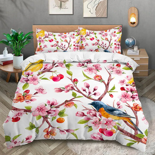 Parure Printanière Cerisier Et Oiseaux