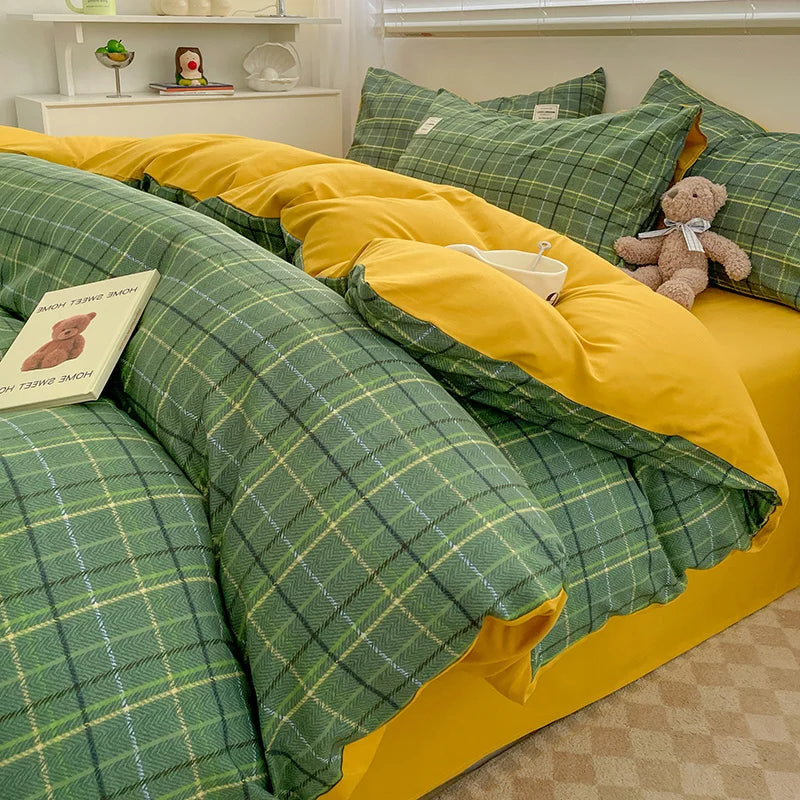 Parure Écossaise Verte Et Jaune Cozy