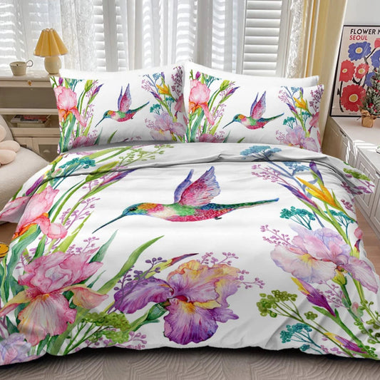 Parure De Lit Colibri Fleuri – Jardin Tropical En Aquarelle