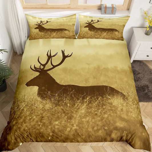housse de couette cerf paysage sauvage et Brume Dorée