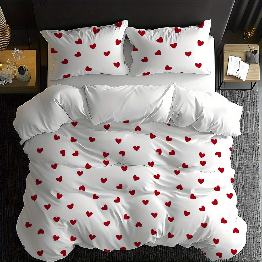 housse de couette coeur rouge romantique
