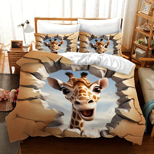 Housse De Couette Girafe En 3D un motif amusant pour enfant