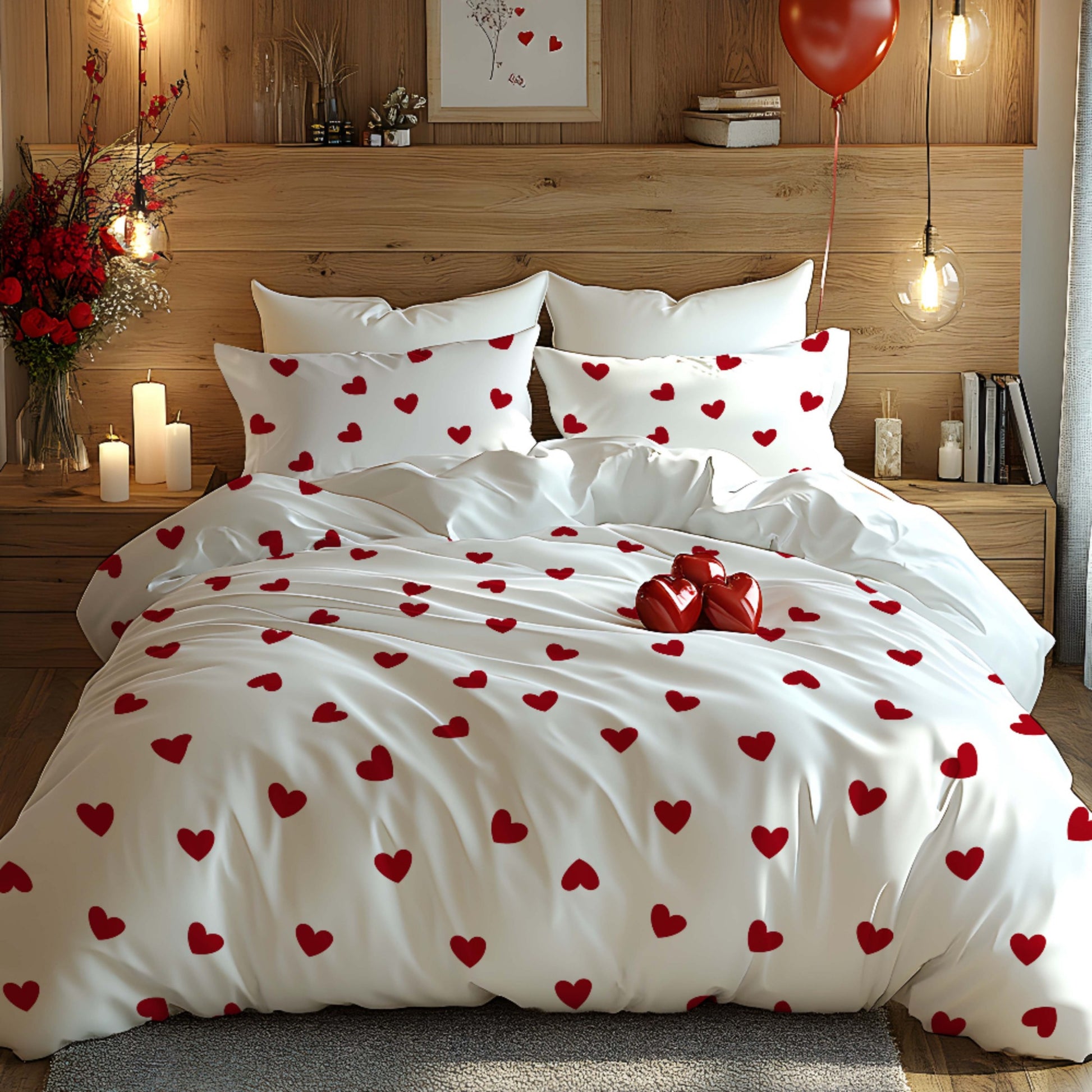 Housse De Couette Romantique avec Coeur rouge