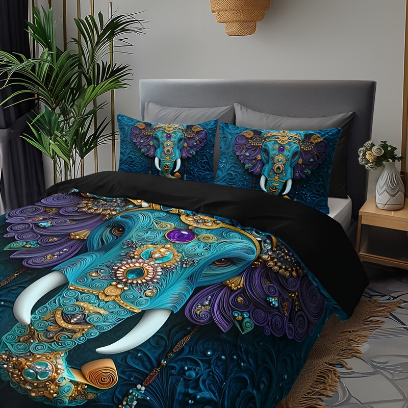 housse indienne avec éléphant orné de bijoux tribal