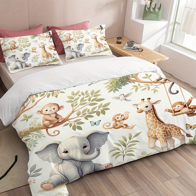 linge de lit avec taies assorties pour enfants avec animaux de la jungle