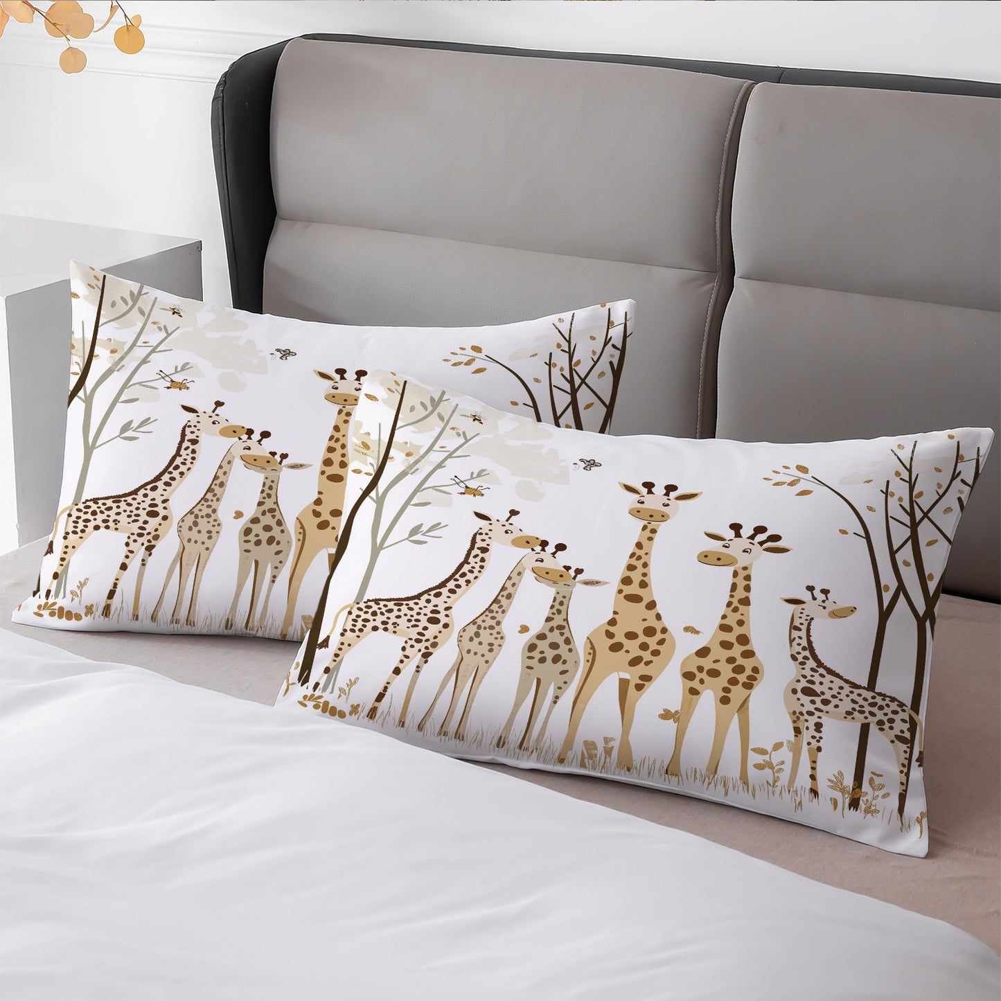 taie d'oreiller girafe famille minimaliste