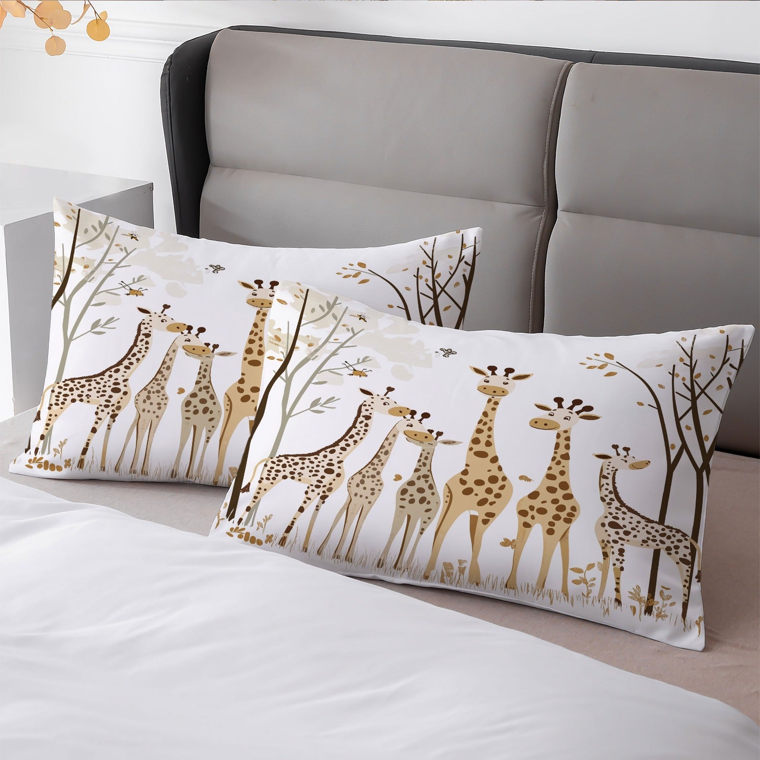 taie d'oreiller girafe famille minimaliste