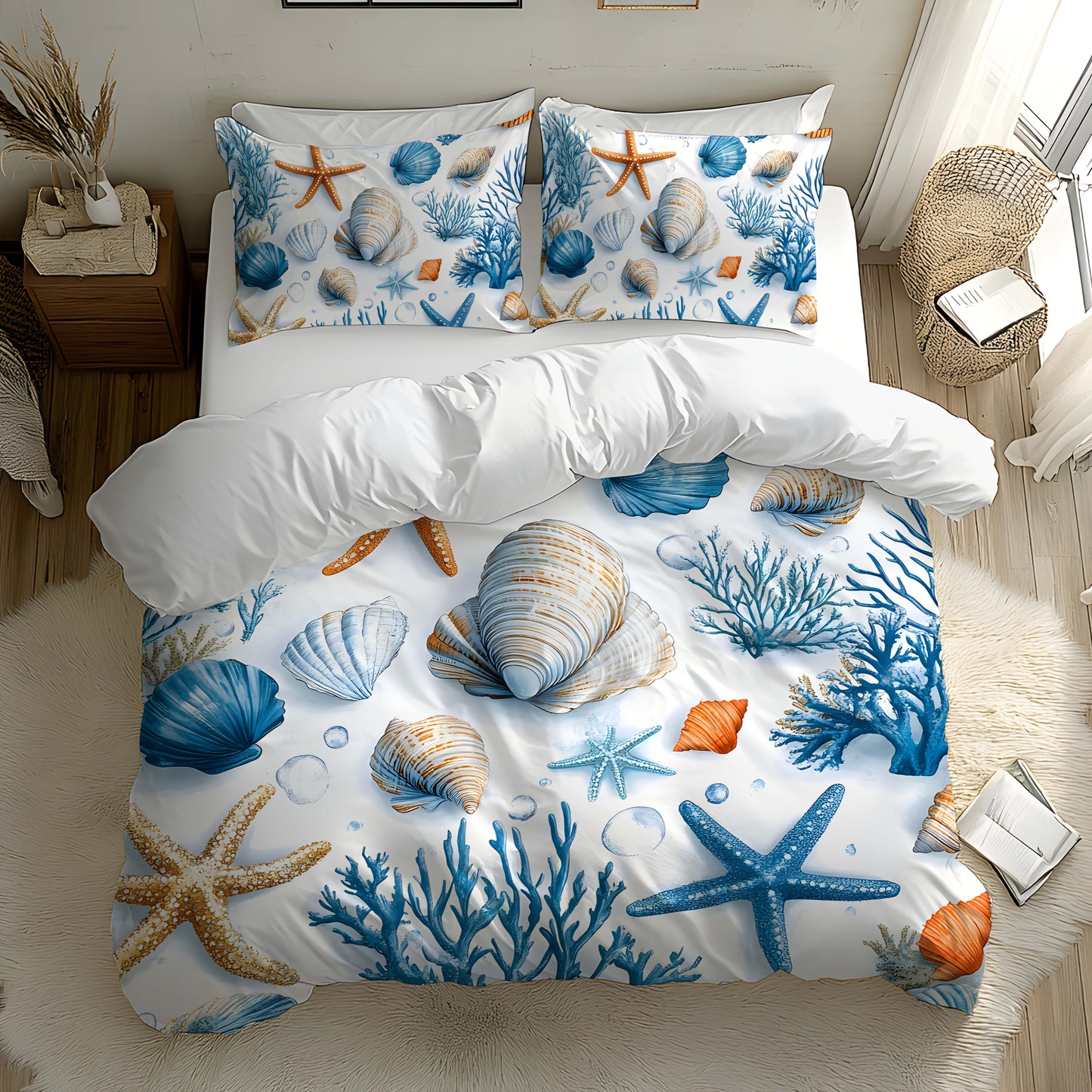 Housse De Couette Coquillages Et Étoiles De Mer