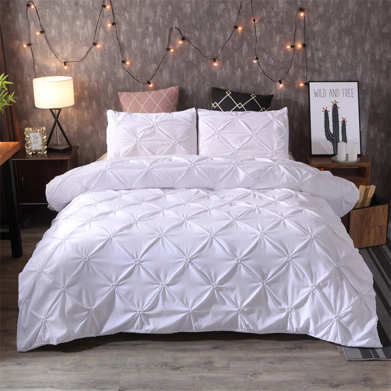 Housse De Couette Blanche Plissée Effet Pintuck