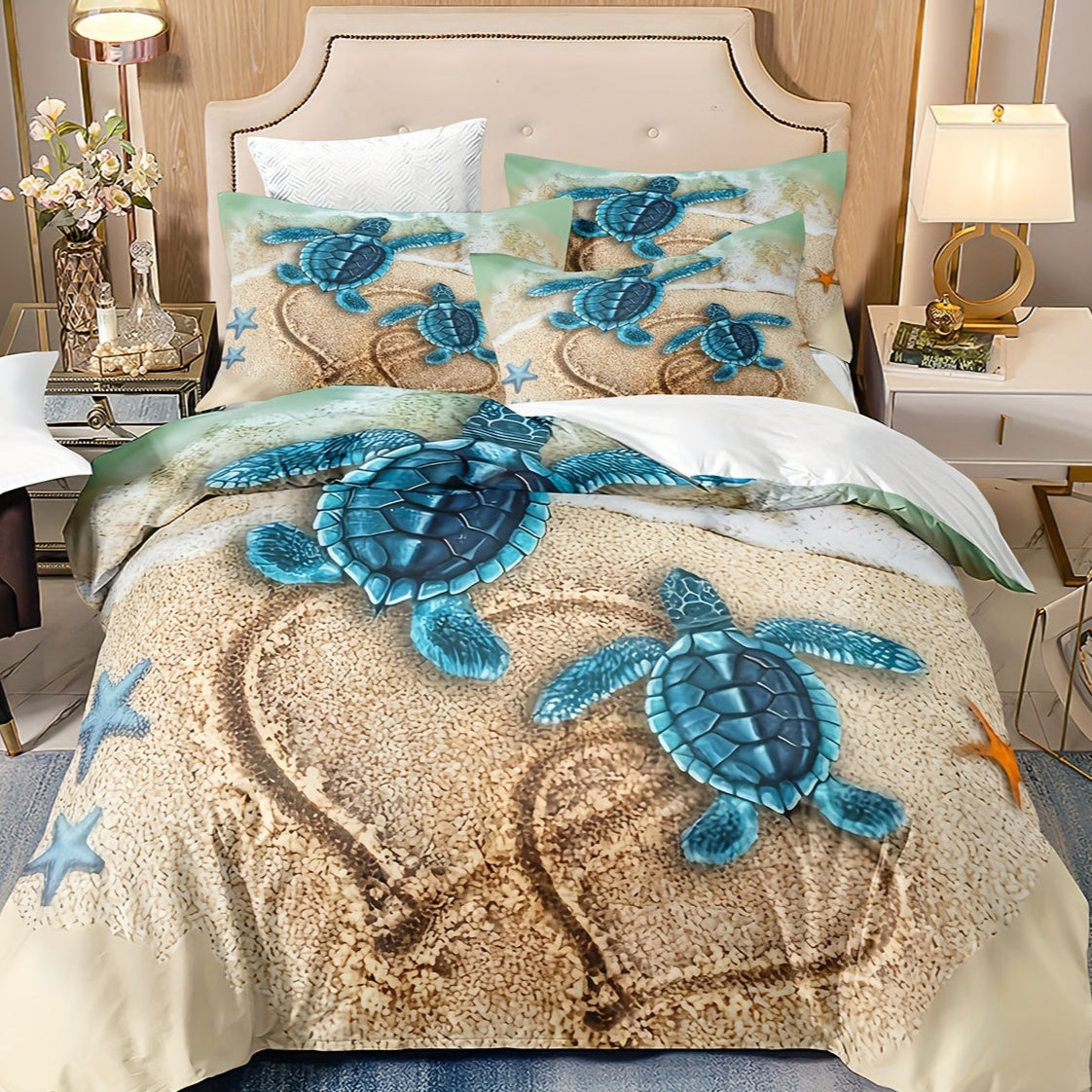 Housse De Couette sur la mer Ambiance Et Tortues Marines sur la plage